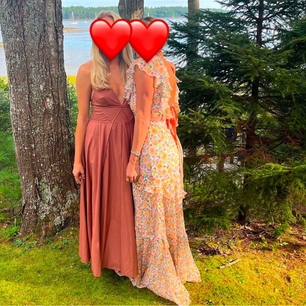 SALONI Peach Deep Back Maxi Dress